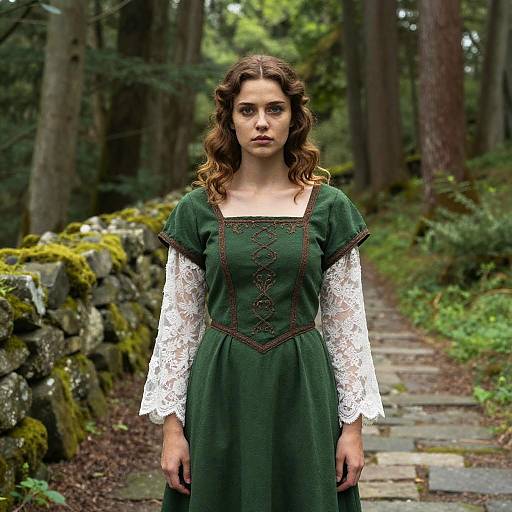 Young Woman in Medieval Forest Dress