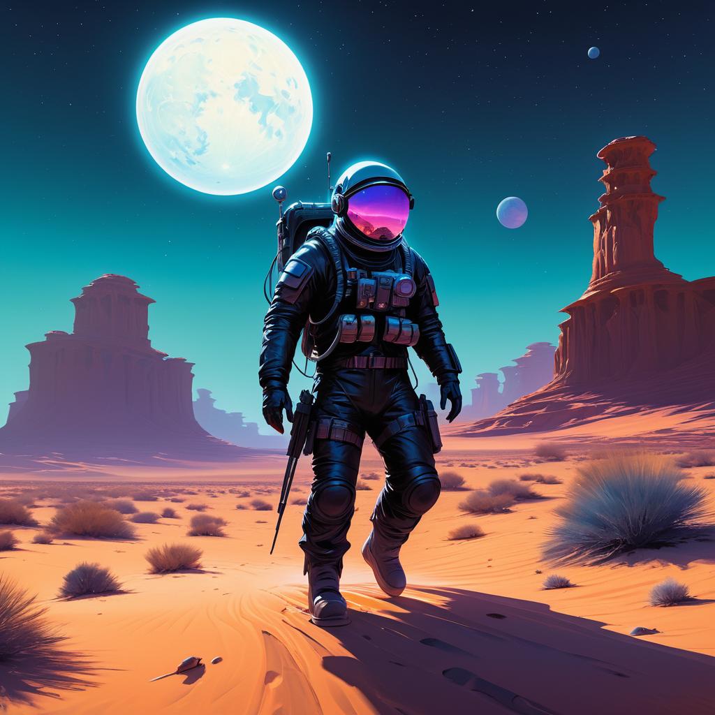 Ghostly Astronaut vs Zombies in Desert