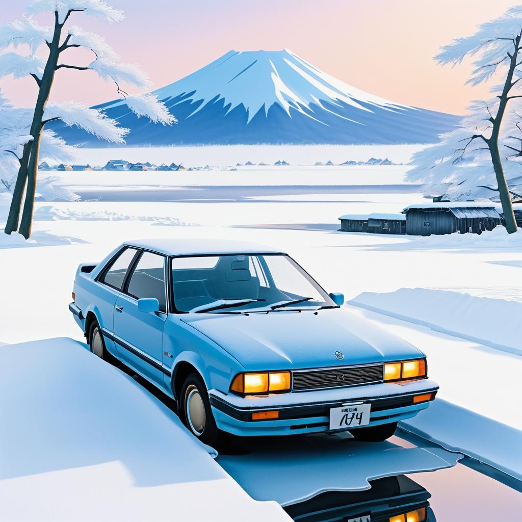 Nostalgic 1980s Japanese Coupe in Snow