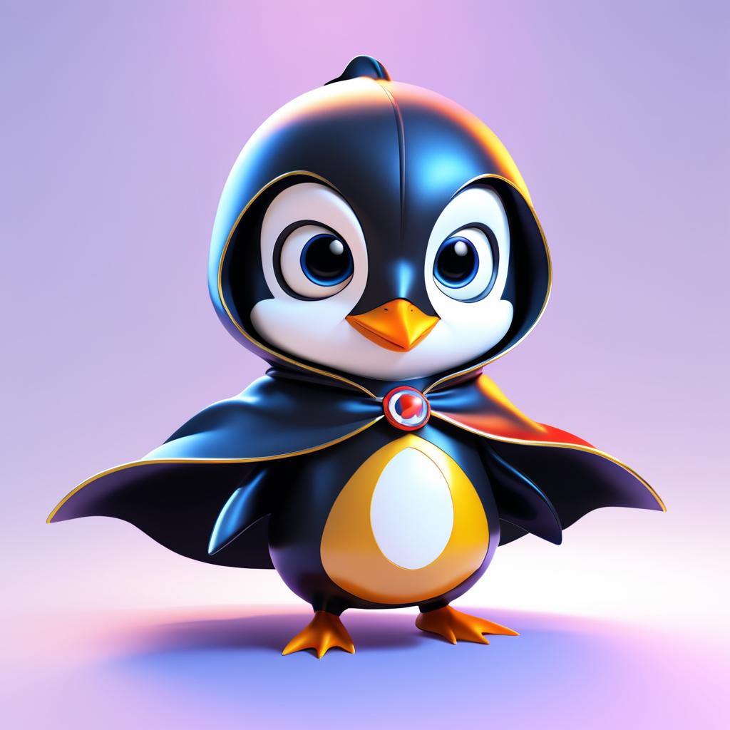 Superhero Penguin in Disney Style Art