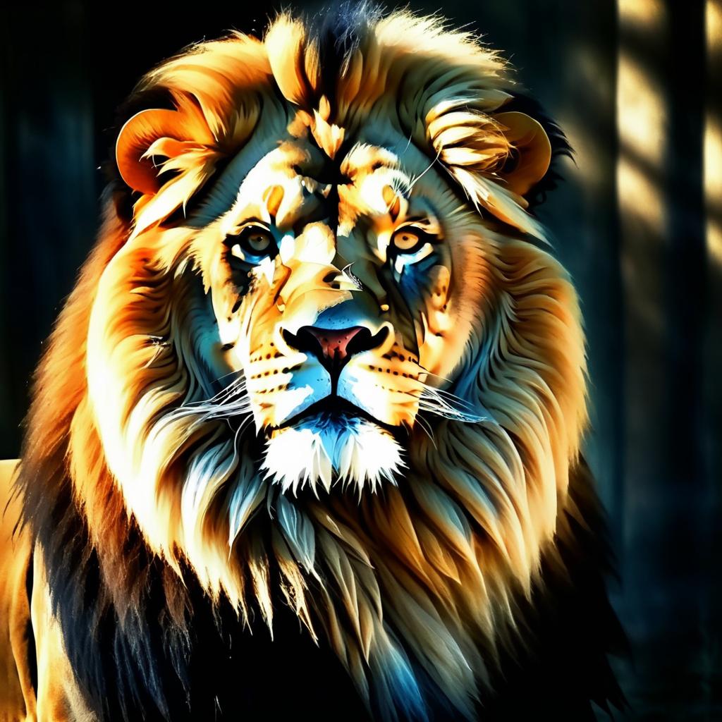 Regal Male Lion in Vintage Style Portrait