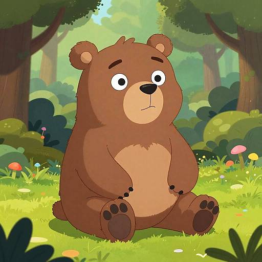 Playful Bear Pepe in Vibrant Forest