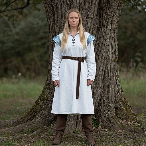 Medieval Woman in Blue and White