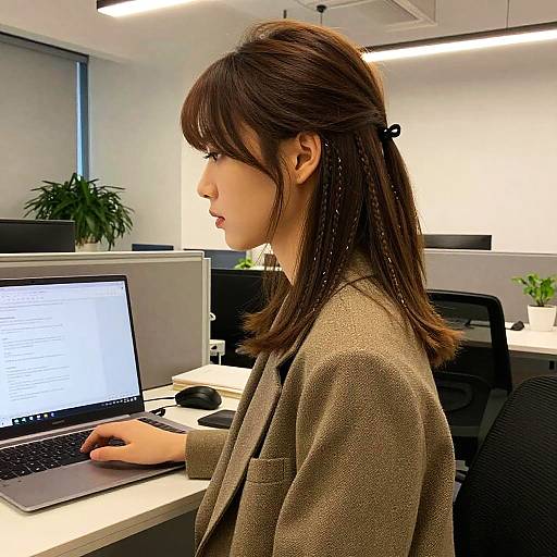Young Woman with Side Fringe Hairstyle