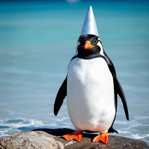Charming Penguin Celebrating at the Ocean Charming Penguin Celebrating at the Ocean