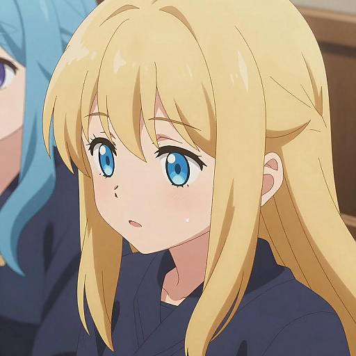 Anime Girl Illustration with Blue Details