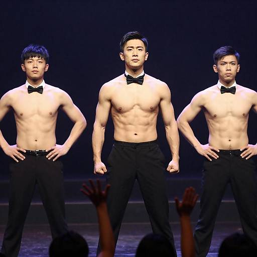 Dynamic Staged Performance with Shirtless Men