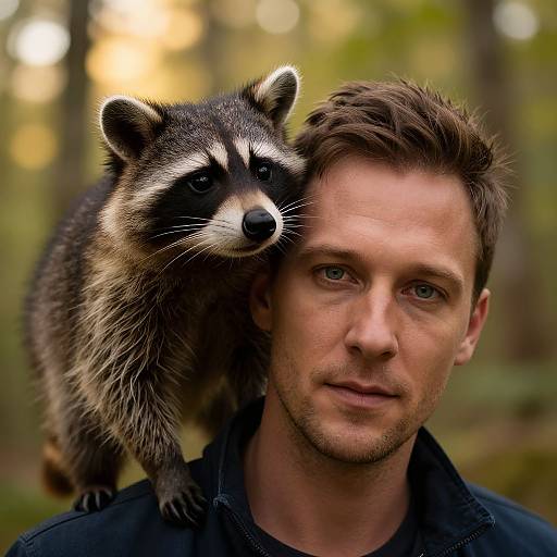 Intimate Portrait of Man and Raccoon
