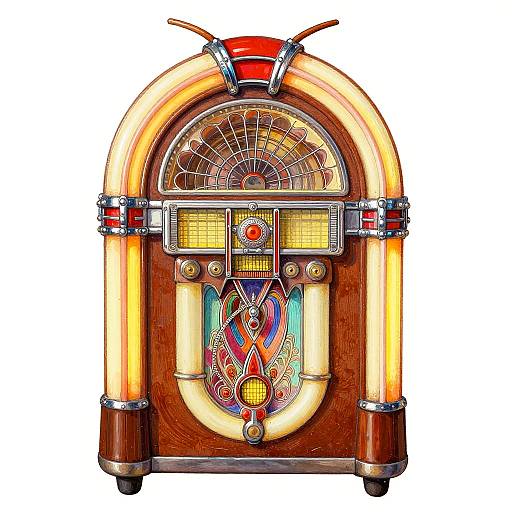Retro Jukebox Hand-Drawn Art