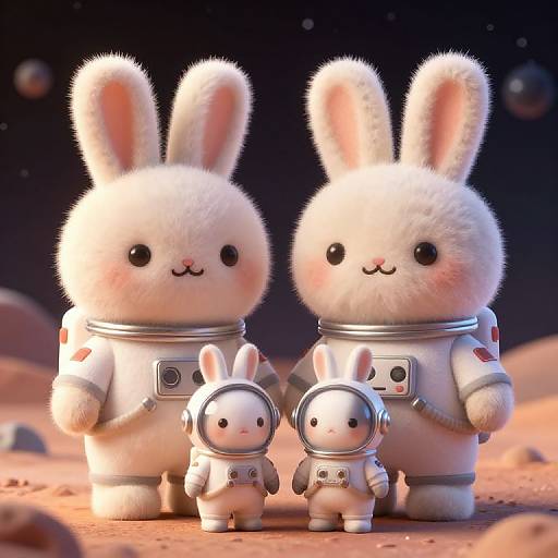 Cosmonaut Rabbit Family on Mars