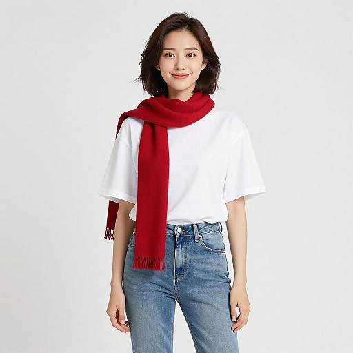 Smiling Woman in Casual Chic Outfit