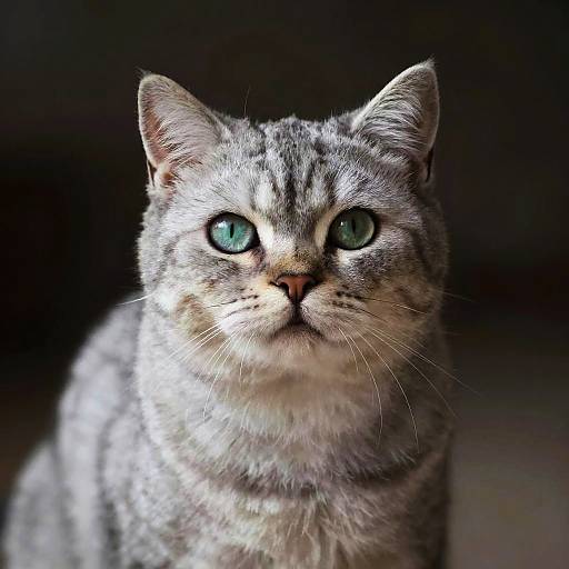Fluffy Gray Cat with Expressive Green Eyes