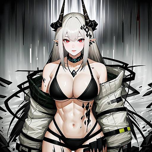 Illustration of Mudrock (silent night) (arknights), arknights in the style of Makihitsuji