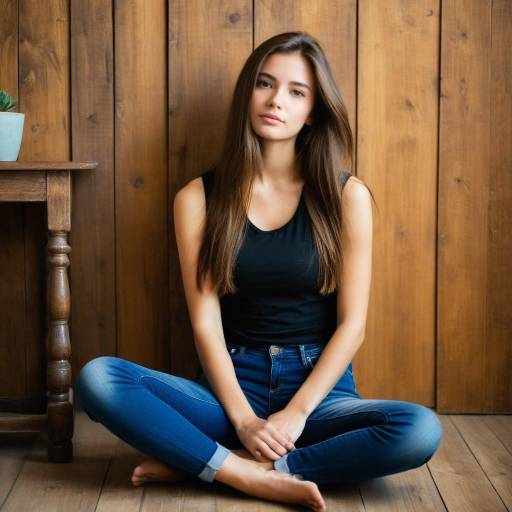 Young Woman Sitting Cross-Legged Indoors