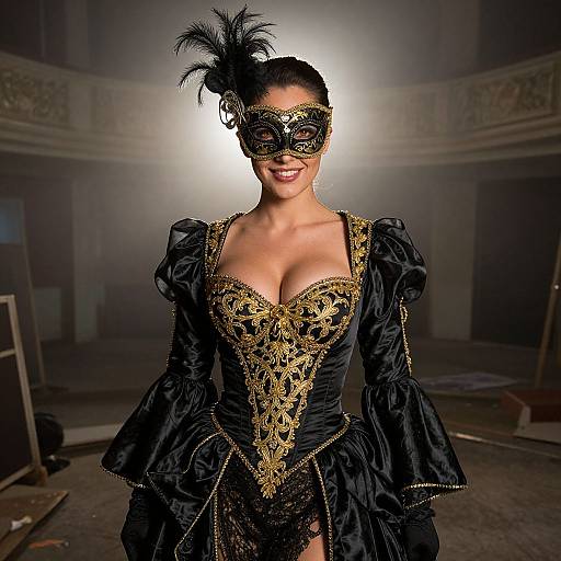 Theatrical Woman in Phantom Opera Dress