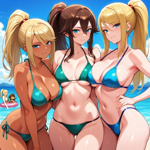 Crossover Swimsuit Party with Samus Aran