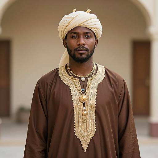 Realistic Dark-Skinned Man in Baladi Costume