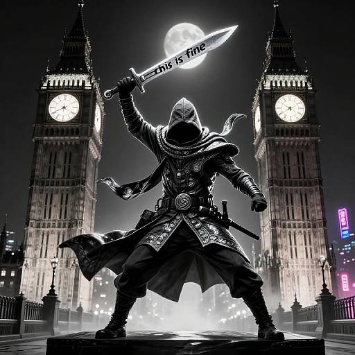 Silhouetted hooded figure with a glowing 