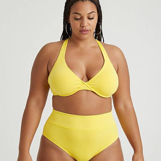 Curvy Woman in Neon Yellow Bikini