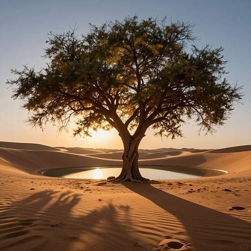 Luminous Tree Oasis at Twilight