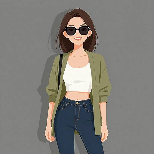 Smiling Woman in Casual Chic Outfit