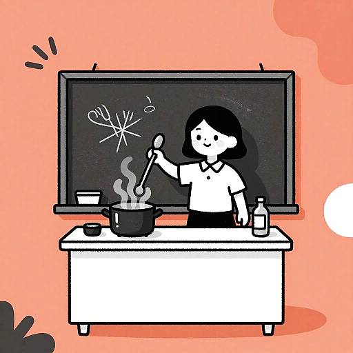 Whimsical Teacher Cooking in Classroom
