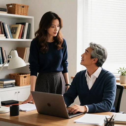 Colleagues Discussing Work in Modern Office