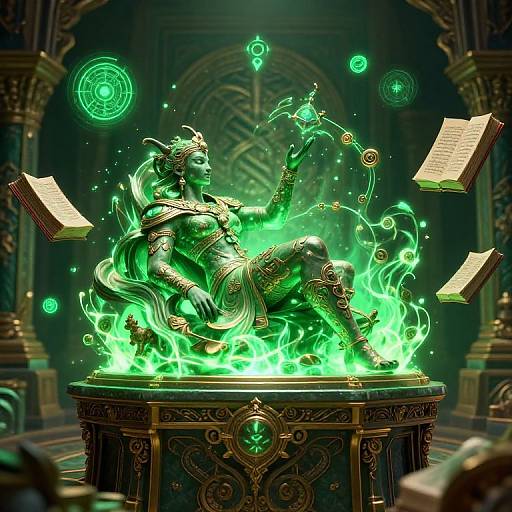 Ancient Magical Staff on Altar