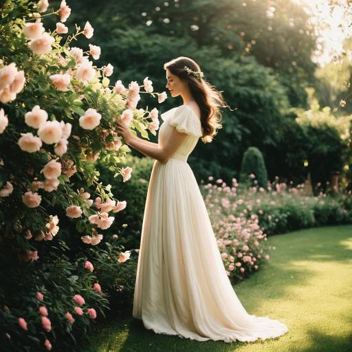 Elegant Woman in Vintage Garden Setting