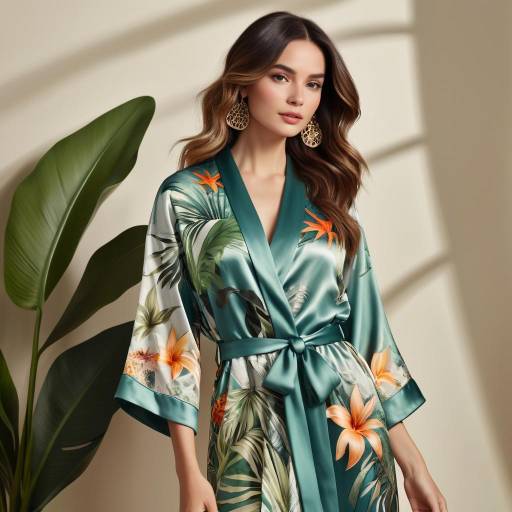 Tropical Elegance in Savannah Print Robe