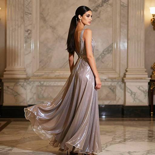 Sleek Ponytail Evening Gown Fashion