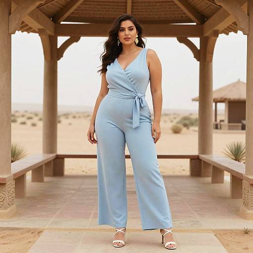 Curvy Woman in Modern Minimalist Jumpsuit