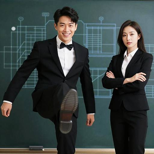 Dynamic Duo in Stylish Attire