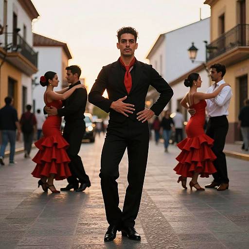 Confident Man in Spanish Street Scene