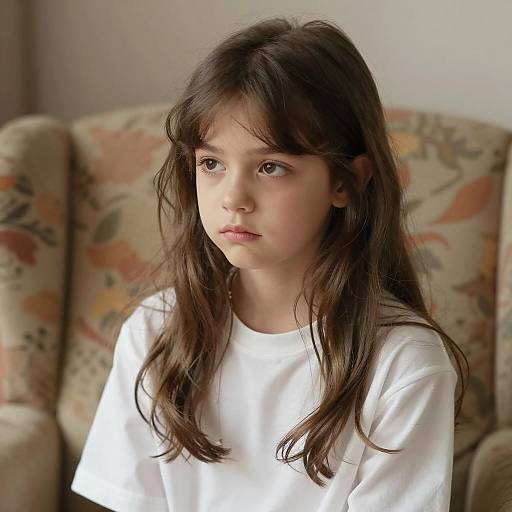 Sad Reflection: Young Girl in Warm Light