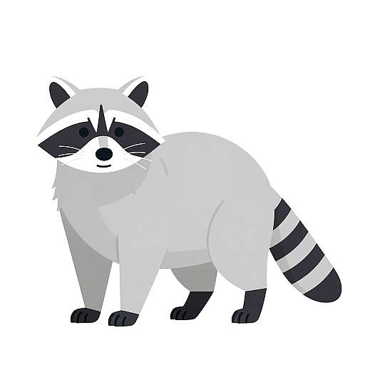 Flat Illustration of Silver Raccoon