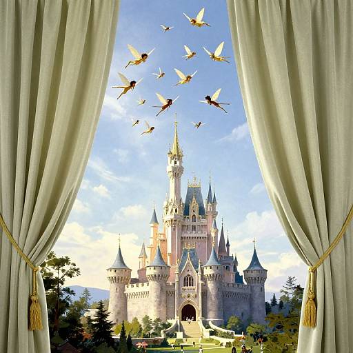 Faeries Descending on Magical Castle