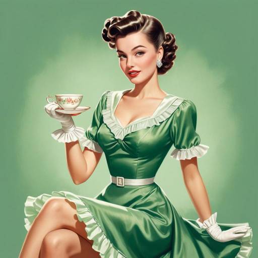 Elegant Vintage 1950s Pinup Illustration