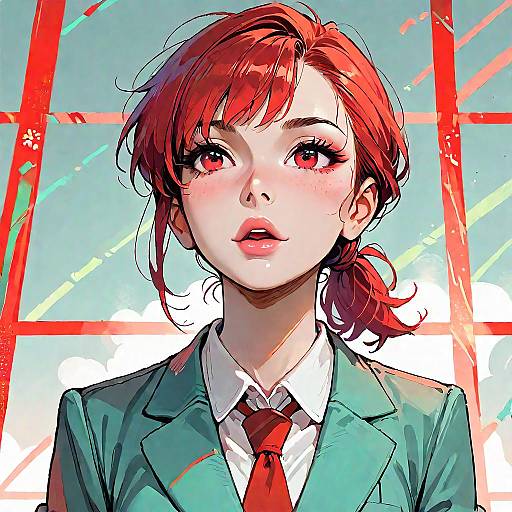 Anime Girl in Business Suit with Strobe Lights