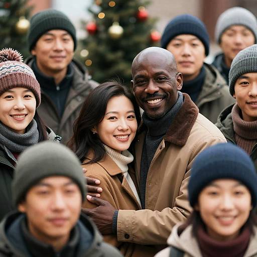 Joyful Winter Gathering with Diverse Friends