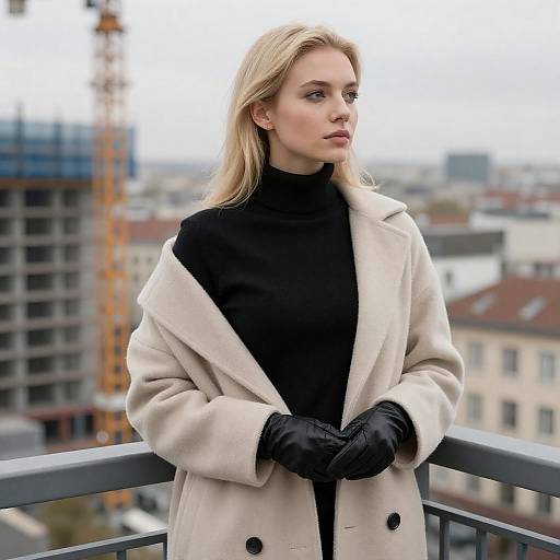 Blonde Woman in Urban Balcony Scene
