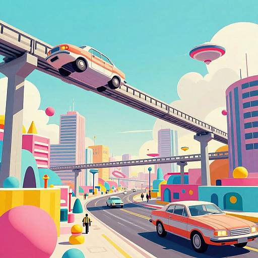 1968 Futuristic Cityscape with Sci-Fi Flair