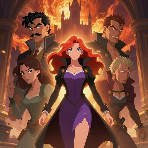 Radiant Fantasy Scene with Intriguing Characters