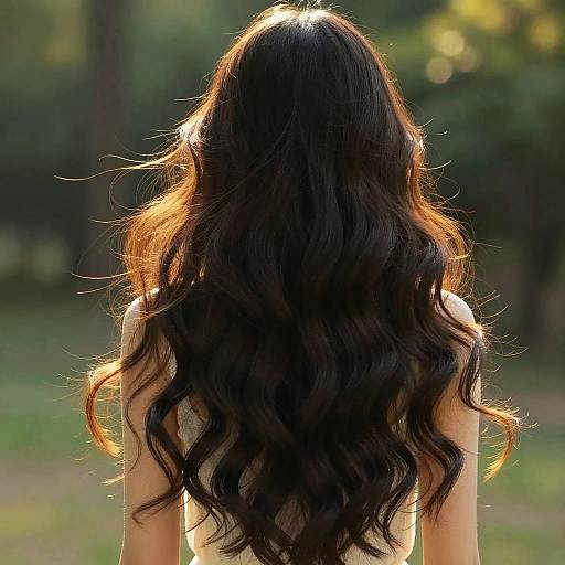 Sunlit Flowing Hair in Forest