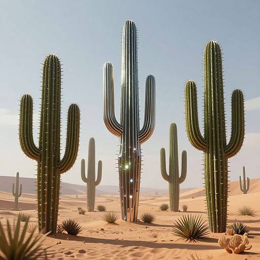 Surreal Cyberpunk Sentient Cacti Landscape