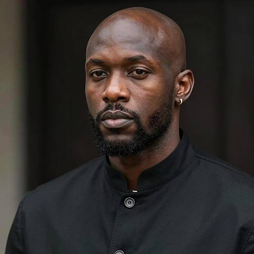 Serious Portrait of a Bald Black Man