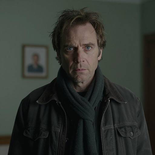 Middle-aged Man in Dark Jacket and Scarf