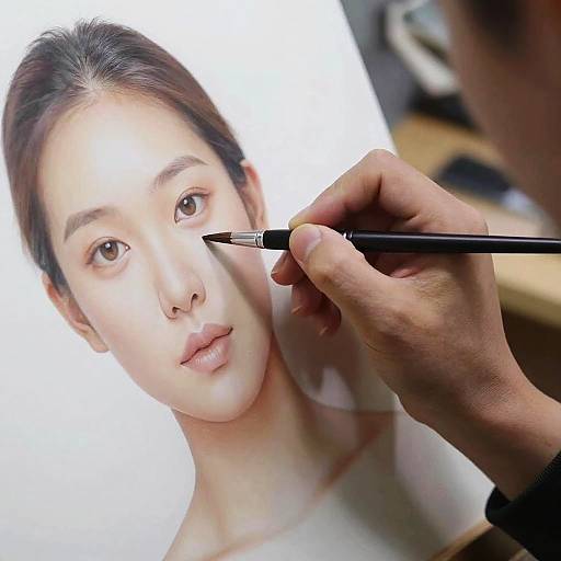 Artist Removing Shadows in Digital Portrait