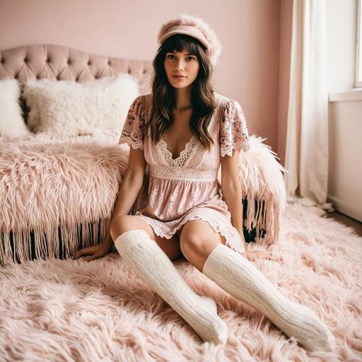 Romantic Bohemian Woman in Blush Tones