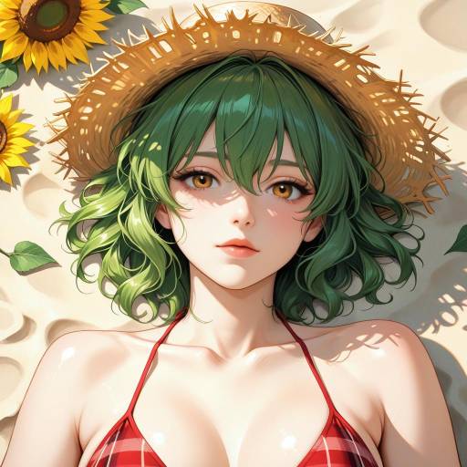 Sunflower Dreams: Yuuka at the Beach